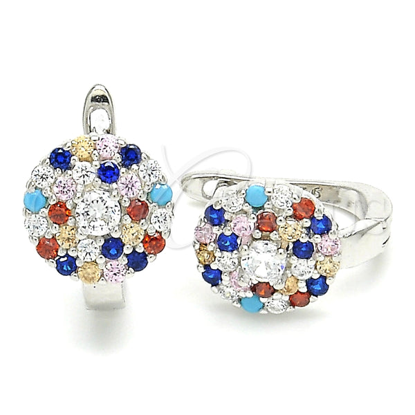 Argolla Huggie 02.186.0184.12 Plata Rodinada, con Zirconia Cubica Multicolor, Pulido, Rodinado