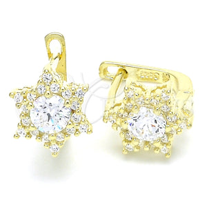 Argolla Huggie 02.186.0185.12 Plata Rodinada, con Zirconia Cubica Blanca, Pulido, Tono Dorado