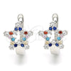 Argolla Huggie 02.186.0187.12 Plata Rodinada, Diseño de Estrella, con Zirconia Cubica Multicolor, Pulido, Rodinado