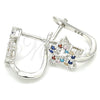 Argolla Huggie 02.186.0187.12 Plata Rodinada, Diseño de Estrella, con Zirconia Cubica Multicolor, Pulido, Rodinado