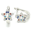 Argolla Huggie 02.186.0187.12 Plata Rodinada, Diseño de Estrella, con Zirconia Cubica Multicolor, Pulido, Rodinado