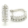 Argolla Huggie 02.186.0188.15 Plata Rodinada, Diseño de Ojo Griego, con Zirconia Cubica Blanca, Pulido, Rodinado