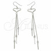 Arete Largo 02.285.0100 Plata Rodinada, Diseño de Corazón, Pulido, Rodinado