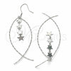 Arete Largo 02.367.0002 Plata Rodinada, Diseño de Estrella, Pulido, Rodinado