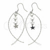 Arete Largo 02.367.0002 Plata Rodinada, Diseño de Estrella, Pulido, Rodinado