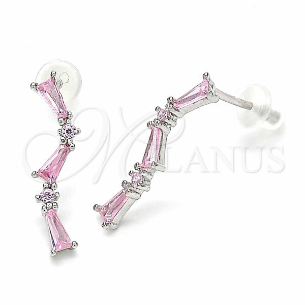 Arete Dormilona 02.367.0013 Plata Rodinada, con Zirconia Cubica Rosado, Pulido, Rodinado
