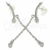 Arete Largo 02.367.0015 Plata Rodinada, con Zirconia Cubica Blanca, Pulido, Rodinado