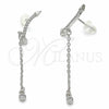 Arete Largo 02.367.0015 Plata Rodinada, con Zirconia Cubica Blanca, Pulido, Rodinado