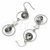 Arete Largo 02.367.0016 Plata Rodinada, Diseño de Estrella, con Zirconia Cubica Black Diamond y Blanca, Pulido, Rodinado