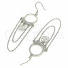 Arete Largo 02.367.0019 Plata Rodinada, Diseño de Flor, con Zirconia Cubica Blanca, Pulido, Rodinado