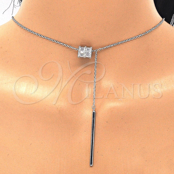 Collares con Dije 04.367.0001.28 Plata Rodinada, con Zirconia Cubica Blanca y Cristal Blanca, Pulido, Rodinado (Grosor 02 MM, 28 Pulgadas de Largo)