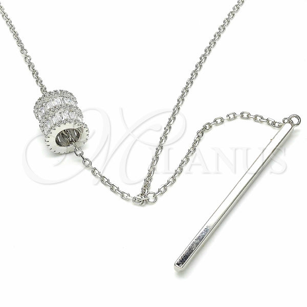 Collares con Dije 04.367.0001.28 Plata Rodinada, con Zirconia Cubica Blanca y Cristal Blanca, Pulido, Rodinado (Grosor 02 MM, 28 Pulgadas de Largo)