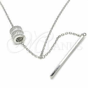 Collares con Dije 04.367.0001.28 Plata Rodinada, con Zirconia Cubica Blanca y Cristal Blanca, Pulido, Rodinado (Grosor 02 MM, 28 Pulgadas de Largo)