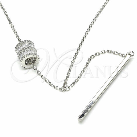 Collares con Dije 04.367.0001.28 Plata Rodinada, con Zirconia Cubica Blanca y Cristal Blanca, Pulido, Rodinado (Grosor 02 MM, 28 Pulgadas de Largo)