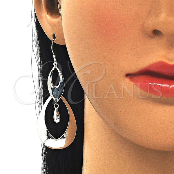 Arete Dormilona 02.367.0021 Plata Rodinada, Diseño de Gota, Pulido, Rodinado