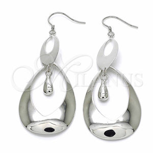 Arete Dormilona 02.367.0021 Plata Rodinada, Diseño de Gota, Pulido, Rodinado