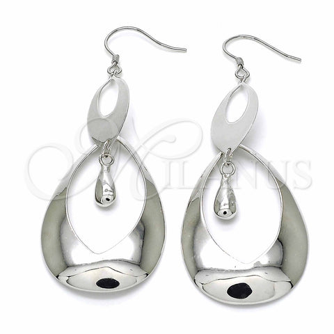 Arete Dormilona 02.367.0021 Plata Rodinada, Diseño de Gota, Pulido, Rodinado