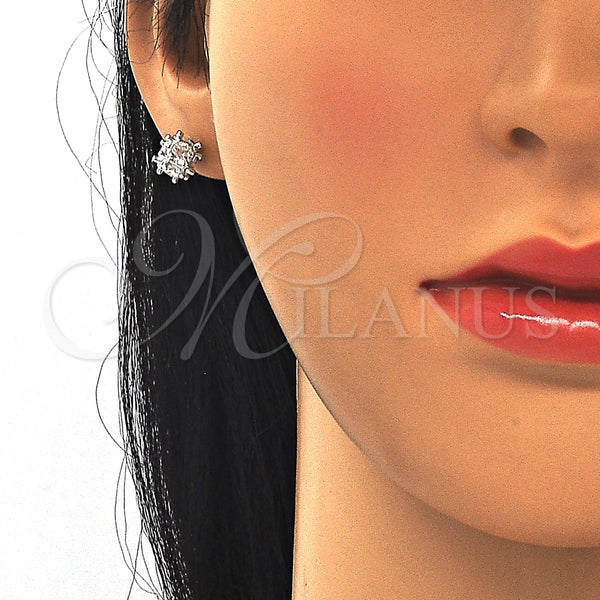 Arete Dormilona 02.367.0022 Plata Rodinada, con Zirconia Cubica Blanca, Pulido, Rodinado