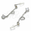 Arete Largo 02.367.0023 Plata Rodinada, Diseño de Corazón, con Zirconia Cubica Blanca, Pulido, Rodinado