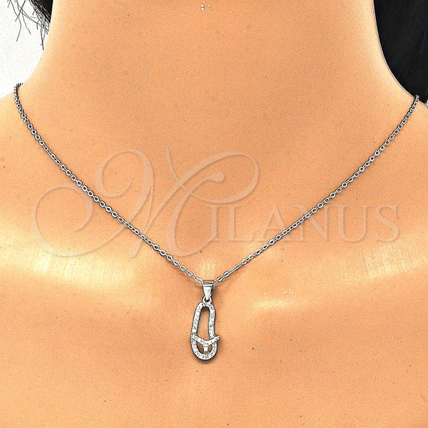 Collares con Dije 04.290.0001.18 Plata Rodinada, Diseño de Casa, con Zirconia Cubica Blanca, Pulido, Rodinado (Grosor 02 MM, 18 Pulgadas de Largo)