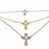 Collares con Dije 04.290.0002.16 Plata Rodinada, Diseño de Cruz, con Zirconia Cubica Blanca, Pulido, Tres Tonos (Grosor 02 MM, 16 Pulgadas de Largo)
