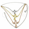 Collares con Dije 04.290.0002.16 Plata Rodinada, Diseño de Cruz, con Zirconia Cubica Blanca, Pulido, Tres Tonos (Grosor 02 MM, 16 Pulgadas de Largo)