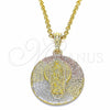 Dije Religioso 05.351.0045 Oro Laminado, Diseño de Guadalupe, Diamantado, Tres Tonos