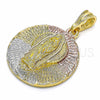 Dije Religioso 05.351.0045 Oro Laminado, Diseño de Guadalupe, Diamantado, Tres Tonos