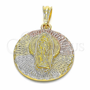 Dije Religioso 05.351.0045 Oro Laminado, Diseño de Guadalupe, Diamantado, Tres Tonos