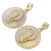 Dije Religioso 05.351.0045 Oro Laminado, Diseño de Guadalupe, Diamantado, Tres Tonos