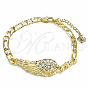 Pulsera Elegante 03.351.0057.07 Oro Laminado, con Blanca Cristal, Pulido, Tono Dorado (05 MM Thickness, 7 Inches Length)