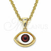 Dije Elegante 05.351.0050.1 Oro Laminado, Diseño de Ojo Griego, Resinado Rojo, Tono Dorado