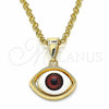 Dije Elegante 05.351.0050.1 Oro Laminado, Diseño de Ojo Griego, Resinado Rojo, Tono Dorado