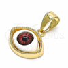 Dije Elegante 05.351.0050.1 Oro Laminado, Diseño de Ojo Griego, Resinado Rojo, Tono Dorado