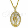 Dije Religioso 05.351.0052 Oro Laminado, Diseño de Santa Muerte, Pulido, Tono Dorado