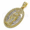 Dije Religioso 05.351.0052 Oro Laminado, Diseño de Santa Muerte, Pulido, Tono Dorado