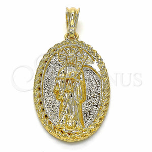 Dije Religioso 05.351.0052 Oro Laminado, Diseño de Santa Muerte, Pulido, Tono Dorado