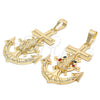 Dije Religioso 05.351.0057 Oro Laminado, Diseño de Ancla y Guadalupe, con Blanca Cristal, Pulido, Tono Dorado