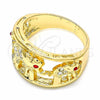 Anillo Multi Piedra 01.351.0005.09 Oro Laminado, Diseño de Elefante, con Blanca and Granate Cristal, Pulido, Tono Dorado (Size 9)