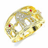 Anillo Multi Piedra 01.351.0005.09 Oro Laminado, Diseño de Elefante, con Blanca and Granate Cristal, Pulido, Tono Dorado (Size 9)