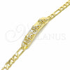 Pulsera con Placa 03.351.0019.1.07 Oro Laminado, Diseño de Elefante, Pulido, Tono Dorado (05 MM Thickness, 7 Inches Length)