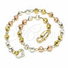 Rosario de Pulsera 03.351.0068.08 Oro Laminado, Diamantado, Tres Tonos