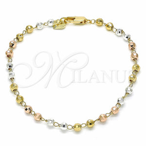 Rosario de Pulsera 03.351.0068.08 Oro Laminado, Diamantado, Tres Tonos