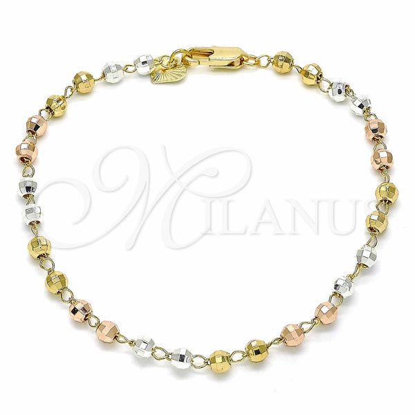 Rosario de Pulsera 03.351.0068.08 Oro Laminado, Diamantado, Tres Tonos