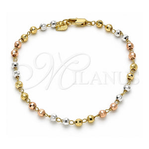 Rosario de Pulsera 03.351.0068.08 Oro Laminado, Diamantado, Tres Tonos