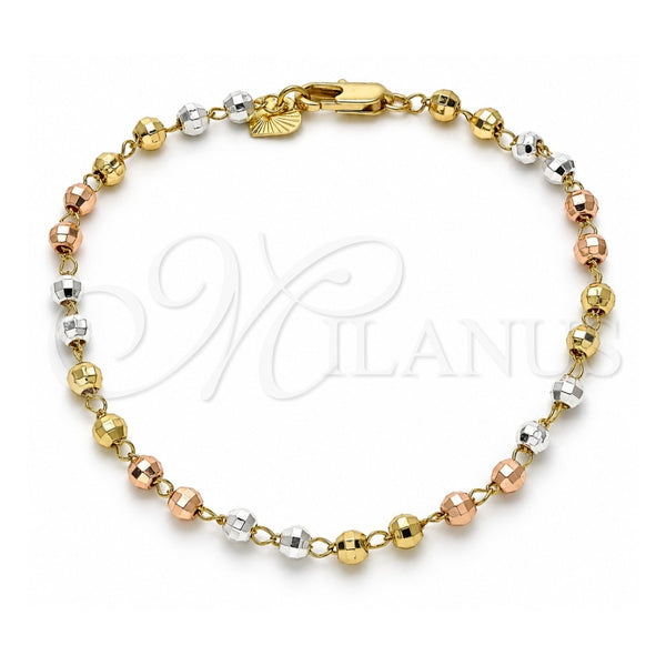 Rosario de Pulsera 03.351.0068.08 Oro Laminado, Diamantado, Tres Tonos