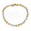 Rosario de Pulsera 03.351.0068.08 Oro Laminado, Diamantado, Tres Tonos