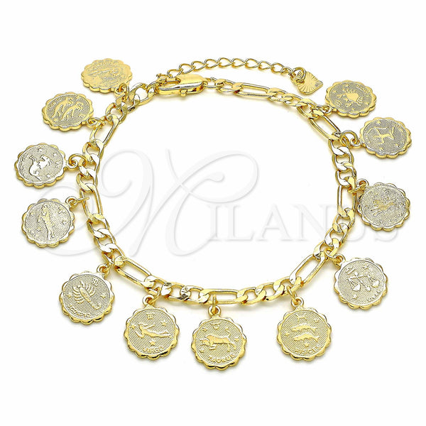 Pulsera de Dije 03.351.0069.08 Oro Laminado, Pulido, Tono Dorado (04 MM Thickness, 8 Inches Length)