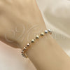 Rosario de Pulsera 03.351.0070.07 Oro Laminado, Diamantado, Tres Tonos