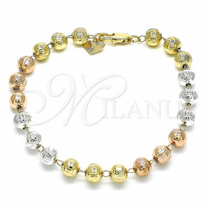 Rosario de Pulsera 03.351.0070.07 Oro Laminado, Diamantado, Tres Tonos